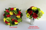 Rasta / Reggae Colour Floral Wreath 30cm / 40cm / 50cm & Bouquet Style (Code: SYM0061)