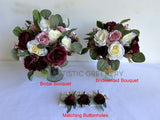 Silk Flower Round Bouquet - Burgundy Cream & Dusty Pink - Stacey N | ARTISTIC GREENERY