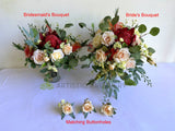 Faux Flower Round Bouquet - Red & Cream - Caitlin B | ARTISTIC GREENERY 