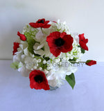 Cemetery Flowers (Red Poppies & White) Mausoleum Flowers 27 x 40 cm - SYM0056