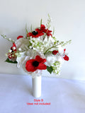 Cemetery Flowers (Red Poppies & White) Mausoleum Flowers 27 x 40 cm - SYM0056