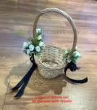 Flower Girl Basket Decorated with Flowers & Ribbon (Code: FGB001) | ARTISTIC GREENERY