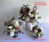 Silk Flowers Wedding Bouquets PERTH Round Bouquet - Purple & White - Selesa | ARTISTIC GREENERY