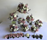 Silk Flowers Wedding Bouquets PERTH Round Bouquet - Purple & White - Selesa | ARTISTIC GREENERY