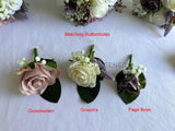 Silk Flowers Wedding Bouquets PERTH Round Bouquet - Purple & White - Selesa | ARTISTIC GREENERY