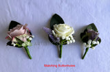 Silk Flowers Wedding Bouquets PERTH Round Bouquet - Purple & White - Selesa | ARTISTIC GREENERY