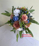 Round Wedding Bouquet - Dusty Pink & Blue - Analesha G | ARTISTIC GREENERY