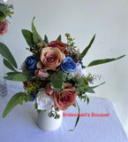 Round Wedding Bouquet - Dusty Pink & Blue - Analesha G | ARTISTIC GREENERY