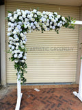 For Hire - White Wooden Wedding Arbor with Flowers (Code: HI0062)