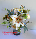 Teardrop Bouquet - Blue, White & Blush - Kelly M - custom made wedding bouquet Australia | ARTISTIC GREENERY