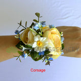 Corsage - Teardrop Bouquet - Blue, White & Blush - Kelly M - custom made wedding bouquet Australia | ARTISTIC GREENERY