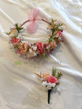 Custom-made Floral Crown - Pink (CROWN003) ideal for baby shower | ARTISTIC GREENERY