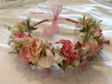 Custom-made Floral Crown - Pink (CROWN003) ideal for baby shower | ARTISTIC GREENERY