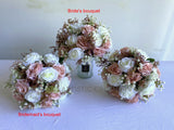 Round Bouquet - Dusty Pink & White - Alana & Paul (Bouquets & Flower Girl Baskets)