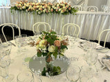 For Hire - Guest Table Centrepiece Short Style with Round Mirror (Code: HI0055) | Perth Hire Flowers