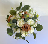 Silk Round Bouquet - Rustic Brown & White - Kaneesha N | ARTISTIC GREENERY