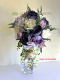 Artificial Teardrop Wedding Bouquet - White and Purple - Gen P | ARTISTIC GREENERY