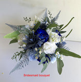 Silk Flower Teardrop Bouquet - Blue & White - Kelly S | ARTISTIC GREENERY