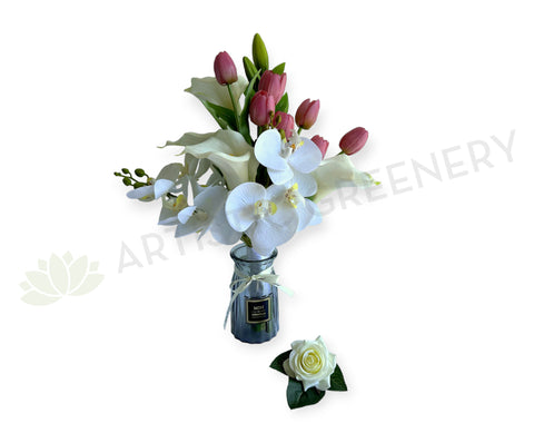 Natural Style Bouquet (Upright) - Tulips Lilies & Orchids - Kamen | ARTISTIC GREENERY