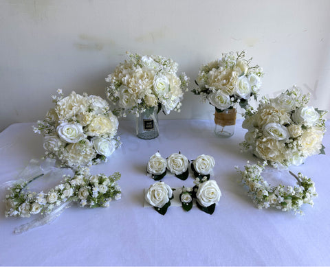 Round Bouquet - White - Lorin D | ARTISTIC GREENERY Perth Silk Flowers Florist