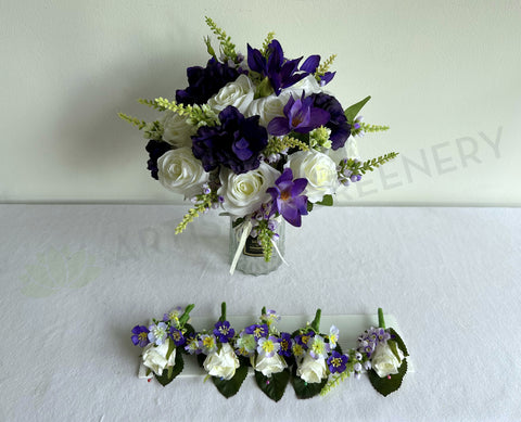 Round Wedding Bouquet - Purple & White - Rebecca F | ARTISTIC GREENERY - Wedding Perth Australia