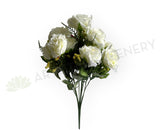 SP0104-11 Silk rose bunch (11 Flowers) 40cm White - Artistic Greenery