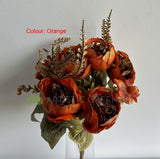 SP0193-S87 Peony Bunch with Gold Trims 49cm Orange / Pink | ARTISTIC GREENERY