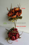 SP0193-S87 Peony Bunch with Gold Trims 49cm Orange / Pink | ARTISTIC GREENERY