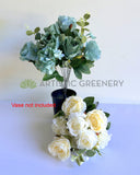 SP0242-S92 Artificial Rose & Hydrangea Bunch with Greenery 49cm Rustic Blue / Cream | ARTISTIC GREENERY