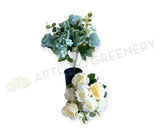 SP0242-S92 Artificial Rose & Hydrangea Bunch with Greenery 49cm Rustic Blue / Cream | ARTISTIC GREENERY