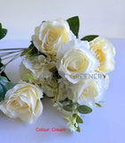 SP0242-S92 Artificial Rose & Hydrangea Bunch with Greenery 49cm Rustic Blue / Cream | ARTISTIC GREENERY