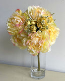 SP0287LYEL Artificial Peony & Ranunculus Bouquet 53cm Light Yellow | ARTISTIC GREENERY