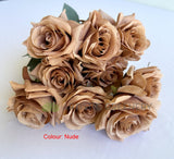 SP0375-S89 Silk Rustic Rose Bunch 45cm Brown / Nude | ARTISTIC GREENERY