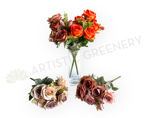 SP0447 Artificial European Rose Bunch 49cm (avail in 4 colours) | Artistic Greenery