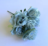 SP0453 Silk Rustic Blue Rose Bunch 32cm 7F $17.50 | ARTISTIC GREENERY