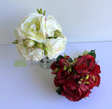 SP0475 Silk Rose Posy 24cm Red / Off White | ARTISTIC GREENERY