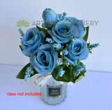 SP0479 Silk Rose Bunch 30cm Rustic Blue | ARTISTIC GREENERY