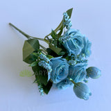 SP0479 Silk Rose Bunch 30cm Rustic Blue | ARTISTIC GREENERY