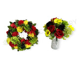 Rasta / Reggae Colour Floral Wreath 30cm / 40cm / 50cm & Bouquet Style (Code: SYM0061) ARTISTIC GREENERY