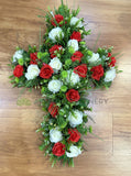 Red & White Floral Cross 40cm / 65cm / 90cm (SYM0062) | ARTISTIC GREENERY