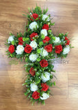 Red & White Floral Cross 40cm / 65cm / 90cm (SYM0062) | ARTISTIC GREENERY