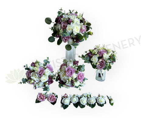 Round Bouquet - Purple & White - Sally W