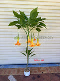 T0186 Artificial Angel's Trumpet / Brugmansia Arborea with Orange Flowers 100cm / 140cm | ARTISTIC GREENERY