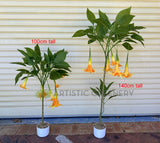 T0186 Artificial Angel's Trumpet / Brugmansia Arborea with Orange Flowers 100cm / 140cm | ARTISTIC GREENERY