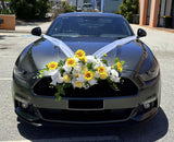 Perth Wedding Car Flower Decorations Sunflowers and Roses - WCD006 (Yellow & White) | ARTISTIC GREENERY