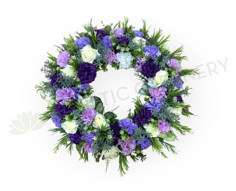 Purple & White Wreath 30cm / 40cm / 50cm (WRE008)) | ARTISTIC GREENERY 