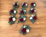 Round Bouquet - Maroon White & Native Flowers - Olivia S