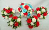 Round Bouquet - Turquoise Red White - Stella