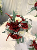 Round Bouquet - Burgundy / Red & White - Taryn J