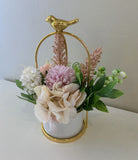 Pink Flowers - ACC0100 Small Decorative Bird Cage Style Planters (With or Without Flowers) 23cm | ARTISTIC GREENERY